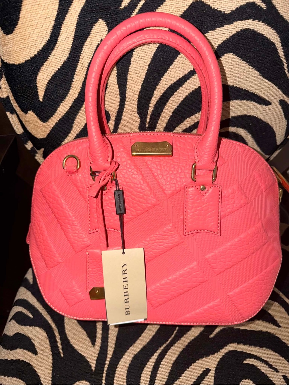 Burberry Coral Pink Quilted Leather Satchel